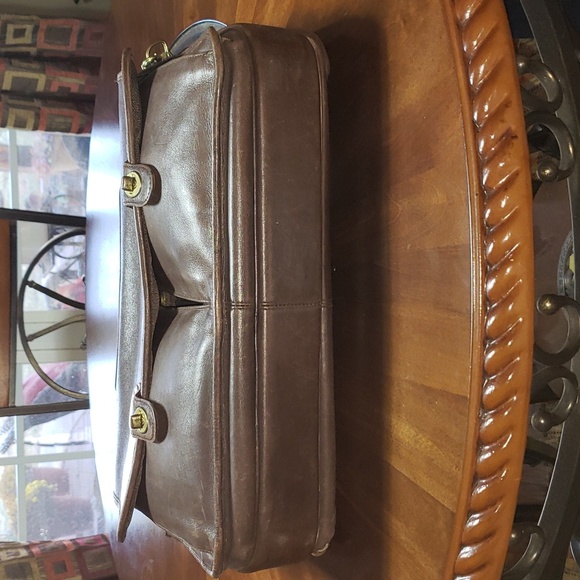 FF Vintage Green Fields Shafmaster Brown Leather Messenger Shoulder Briefcase - Picture 8 of 15